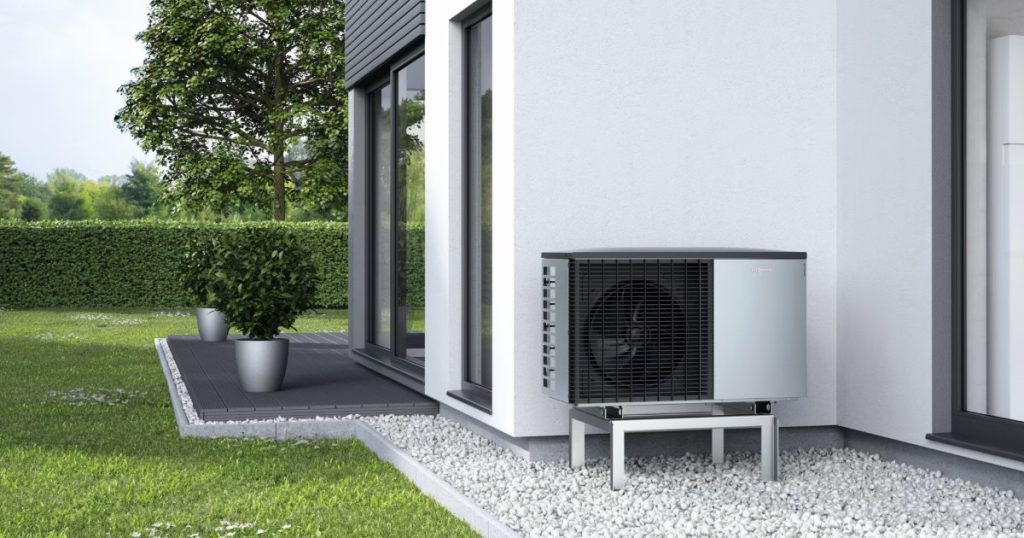 Viessmann Vitocal air source heat pump installed outside a home